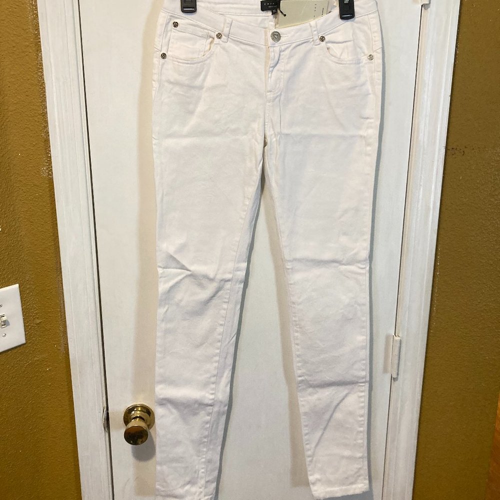 Twin Set junior ladies 16 solid white heart embellish super stretch skinny jeans